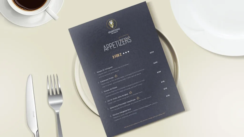 Litho Printed Menus