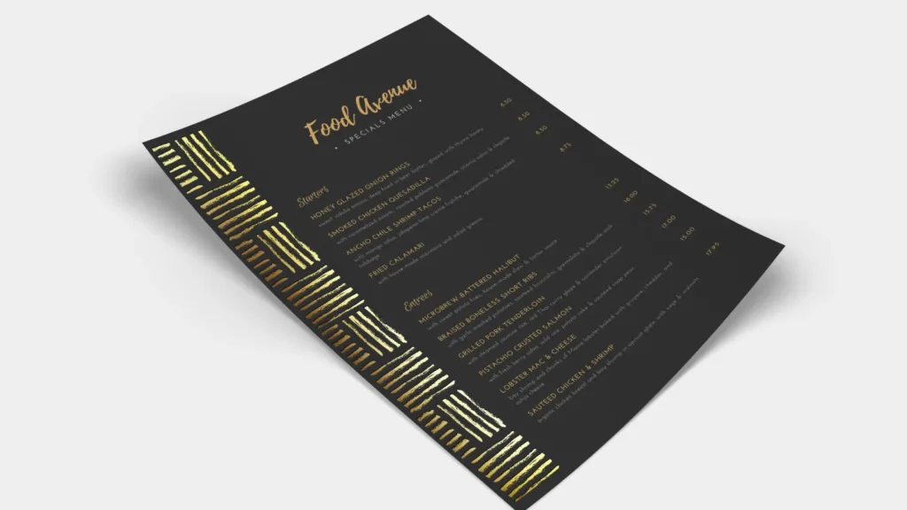 Digitally Printed Menus